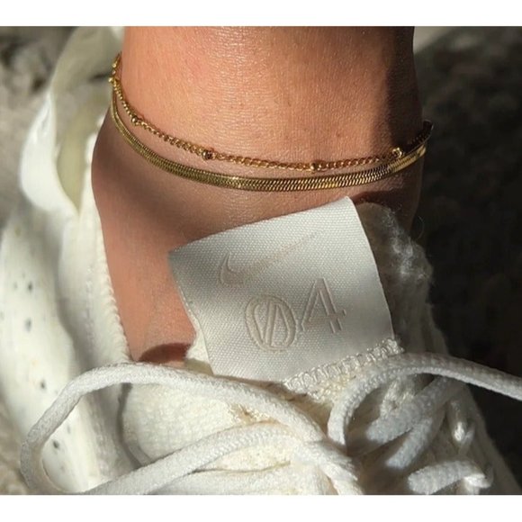 Anklet Gold Waterproof Double layer Anklet snake chain satellite chain Chain - Picture 4 of 12